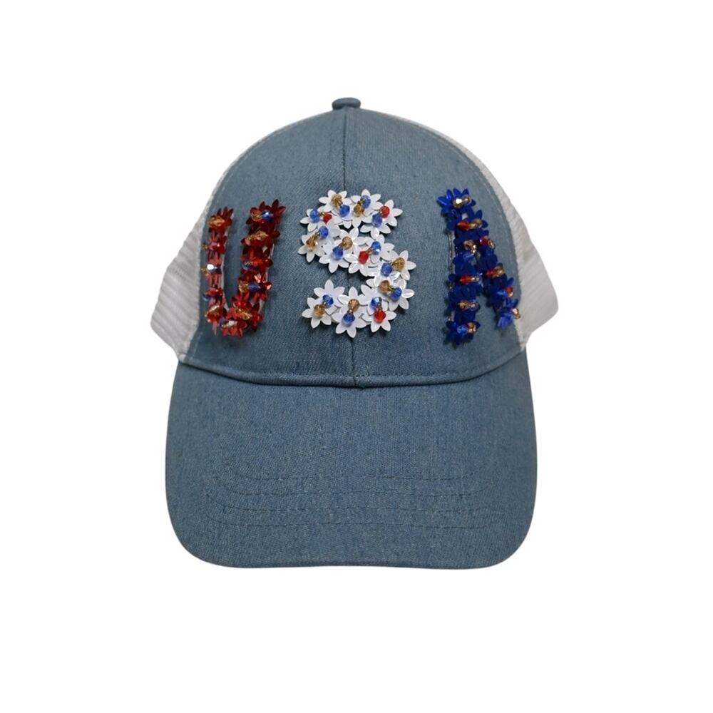 Collection Eighteen USA Sequined Trucker Hat NEW